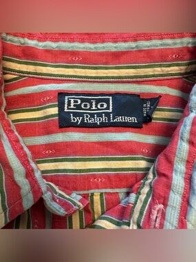 Vtg 90s Polo Ralph Lauren Double Pocket Utility Shirt Southwestern Stripe size M